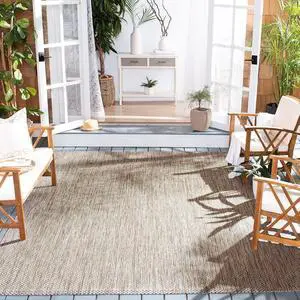 SAFAVIEH Washable Rug Outdoor Courtyard Collection - 9' Square, Natural & Black, Non-Shedding & Easy Cleaning, Ideal for Patio, Backyard, Mudroom (CY8521-37312) SAFAVIEH Washable Rug Outdoor Courtyard Collection - 9' Square, Natural & Black, Non-Shedding & Easy Cleaning, Ideal for Patio, Backyard, Mudroom (CY8521-37312)