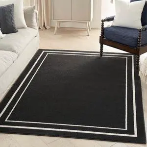 Nourison Home Nourison Essentials Black Ivory 5' x 7' Area Rug - Easy Clean, Non Shedding, Bed Room, Living Room, Dining Room, Kitchen (5' x 7') Nourison Home Nourison Essentials Black Ivory 5' x 7' Area Rug - Easy Clean, Non Shedding, Bed Room, Living Room, Dining Room, Kitchen (5' x 7')