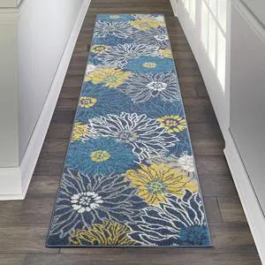 Nourison Home Passion Blue 2'2" x 10' Area Rug - Easy Clean, Non Shedding, Bed Room, Living Room, Dining Room, Kitchen (10' Runner) Nourison Home Passion Blue 2'2" x 10' Area Rug - Easy Clean, Non Shedding, Bed Room, Living Room, Dining Room, Kitchen (10' Runner)