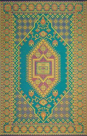 Mad Mats Traditional Outdoor Rug, Reversible Plastic Mat (5' x 8', Oriental Turkish - Aqua) for Patio, Porch, Poolside, Mudroom, Camping, RV, Deck Mad Mats Traditional Outdoor Rug, Reversible Plastic Mat (5' x 8', Oriental Turkish - Aqua) for Patio, Porch, Poolside, Mudroom, Camping, RV, Deck