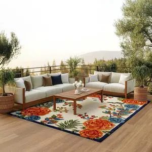 Nourison Home Aloha Multicolor 6' x 9' Area Rug - Easy Clean, Non Shedding, Bed Room, Living Room, Dining Room, Kitchen (6' x 9') Nourison Home Aloha Multicolor 6' x 9' Area Rug - Easy Clean, Non Shedding, Bed Room, Living Room, Dining Room, Kitchen (6' x 9')