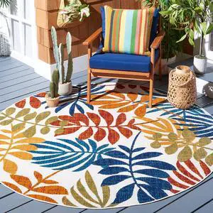 SAFAVIEH Washable Rug Outdoor Cabana Collection - 6'7" Round, Cream & Red, Non-Shedding & Easy to Clean, Ideal for Patio, Backyard, Mudroom (CBN814A) SAFAVIEH Washable Rug Outdoor Cabana Collection - 6'7" Round, Cream & Red, Non-Shedding & Easy to Clean, Ideal for Patio, Backyard, Mudroom (CBN814A)