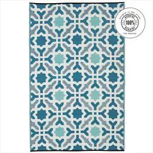 Fab Habitat Outdoor Rug - Waterproof, Fade Resistant, Reversible - Premium Recycled Plastic - Spanish Tile - Patio, Deck, Porch, Balcony, Laundry Room - Seville - Multicolor Blue - 4 x 6 ft Fab Habitat Outdoor Rug - Waterproof, Fade Resistant, Reversible - Premium Recycled Plastic - Spanish Tile - Patio, Deck, Porch, Balcony, Laundry Room - Seville - Multicolor Blue - 4 x 6 ft