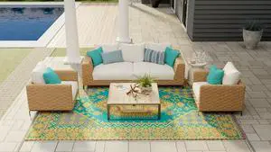 Mad Mats Outdoor Rug, Reversible Plastic Mat for Patio, Porch, Deck, Kitchen & Bath, Turkish, 6' x 9', Aqua Mad Mats Outdoor Rug, Reversible Plastic Mat for Patio, Porch, Deck, Kitchen & Bath, Turkish, 6' x 9', Aqua