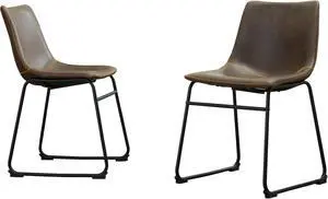 Roundhill Furniture Lotusville Vintage PU Leather Dining Chairs, Set of 2, Antique Brown Roundhill Furniture Lotusville Vintage PU Leather Dining Chairs, Set of 2, Antique Brown