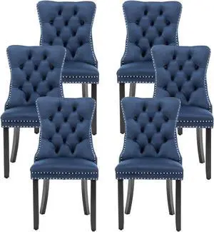 Velvet Dining Chairs, Tufted Kitchen & Dining Room Chairs, Blue, Set of 6 Velvet Dining Chairs, Tufted Kitchen & Dining Room Chairs, Blue, Set of 6