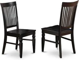 East West Furniture WEC-BLK-W Weston Dining Chairs - Slat Back Wood Seat Kitchen Chairs, Set of 2, Black East West Furniture WEC-BLK-W Weston Dining Chairs - Slat Back Wood Seat Kitchen Chairs, Set of 2, Black