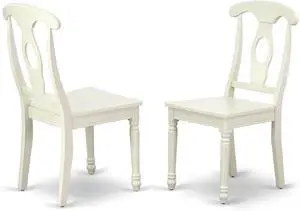 East West Furniture KEC-LWH-W Kenley Dinette Chairs - Napoleon Back Solid Wood Seat Kitchen Chairs, Set of 2, Linen White East West Furniture KEC-LWH-W Kenley Dinette Chairs - Napoleon Back Solid Wood Seat Kitchen Chairs, Set of 2, Linen White