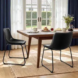 LEMBERI Faux Leather Bar Stools Set of 2, 18 Inch Modern Kitchen & Dining Room Chairs with Backrest and Metal Legs, Comfortable Upholstered Seat LEMBERI Faux Leather Bar Stools Set of 2, 18 Inch Modern Kitchen & Dining Room Chairs with Backrest and Metal Legs, Comfortable Upholstered Seat