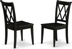 East West Furniture CLC-BLK-W Clarksville Dining Chairs - Double Cross Back Wooden Seat Chairs, Set of 2, Black East West Furniture CLC-BLK-W Clarksville Dining Chairs - Double Cross Back Wooden Seat Chairs, Set of 2, Black