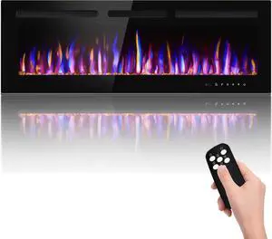 50" Electric Fireplace Wall Mounted and Recessed 750/1500w W/Remote Control 50" Electric Fireplace Wall Mounted and Recessed 750/1500w W/Remote Control