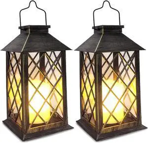 SHYMERY Solar Lantern,Outdoor Garden Hanging Lanterns,2 Pack 14 Inch Lasts 3X Longer 10 lumens Waterproof LED Flickering Flameless Candle Mission Lights for Table,Outdoor,Party Decorative SHYMERY Solar Lantern,Outdoor Garden Hanging Lanterns,2 Pack 14 Inch Lasts 3X Longer 10 lumens Waterproof LED Flickering Flameless Candle Mission Lights for Table,Outdoor,Party Decorative