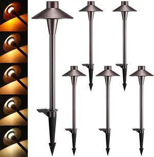 LEONLITE 6-Pack 5CCT Low Voltage LED Pathway Lights, Hat Shape Head LEONLITE 6-Pack 5CCT Low Voltage LED Pathway Lights, Hat Shape Head