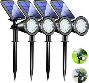 KEV 800 Lumens Solar Spot Lights Outdoor,18 LEDs Solar Flood Lights with 2 Modes &Adjustable &IPX65 Waterproof,Solar Spotlight for Driveway/Backyard/Patio Landscape/Tree/Garage(Cool White, 4 Pack) KEV 800 Lumens Solar Spot Lights Outdoor,18 LEDs Solar Flood Lights with 2 Modes &Adjustable &IPX65 Waterproof,Solar Spotlight for Driveway/Backyard/Patio Landscape/Tree/Garage(Cool White, 4 Pack)