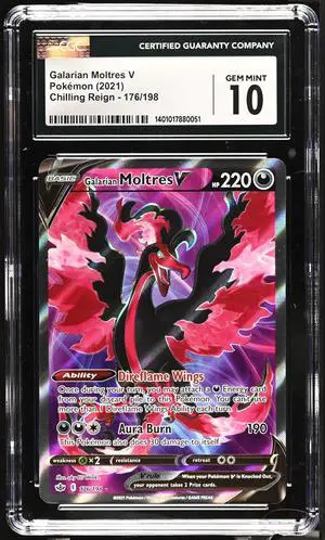 Pokmon Galarian Moltres V Full Art 176/198| CGC GM 10 | Chilling Reign