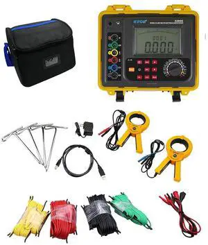 ETCR3200C Soil Resistivity Tester 2, 3, 4Wire Digital Ground Resistance Meter Double Clamp Earth Resistance Tester with 70mm Clamp Jaw 0.00-300K, 0.00m-9000km, AC 0-100.0V, 600A