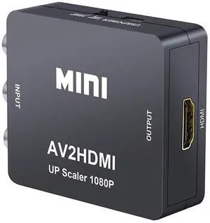 RCA to HDMI Converter, AV to HDMI Converter Adapter, CYSINGC Mini Composite CVBS Video Audio Converter Adapter for Camera DVD VHS VCR STB PSP Xbox PS2 WII to New HDTV Monitor or Projector (Black)