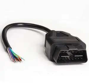 Auto Car Open Male 16Pin Universal OBD 2 Extension Diagnostic Cable, 26AWG, 0.98ft/30cm