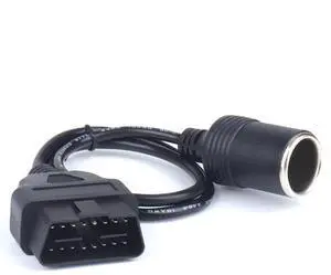 Auto Car 16Pin OBD2 Port to Cigarette Lighter Female Socket Adapter Cable, 16-Pin OBD2 Male Cord for Vechile Car Extension Power Supply, 18AWG, 1.9FT/60cm