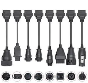 Full Set 8 Cables Connector Adapter for Truck Car OBD OBD2 Diagnostic Scanner Scan Tool (8pcs for truck)