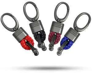 360° Rotation Woven Rope Metal Buckle Keychains, 4Pcs/Pack