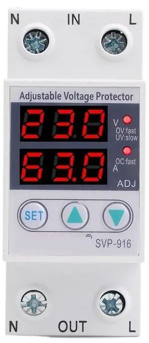 Protection 63A 220V Din Rail Adjustable Voltage Protector Relay with Over Current Protection (Size : 63A 220V)