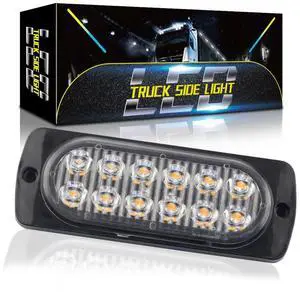 Flash Side Light for 12-24V Pickups Truck Trailers SUV Van Caravan Boat Lorry Bus etc, 4pcs/pack (White light)