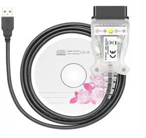 FT232RL OBD2 Diagnostic USB Interface Cable Adapter Compatible with K + D CAN E60 E61 E70 E81 E83 E87 E90 E91 E92 E93 R56 and more (White K+DCAN with Press Switch)