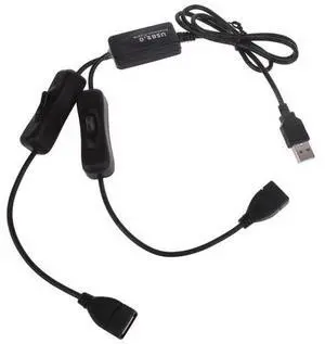 USB Splitter Cable with Two Data/Charge Port Individual Power On Off Switches