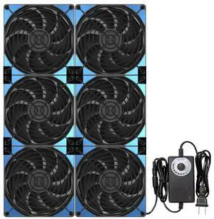 120mmx6 720mm Adjustable Computer PC Vent Fans 3V-12V Speed Controller for Flexible Arrange Cabinet Rack Space Window Wall Server