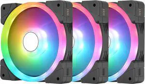 12 ARGB PC Cooling Fan, 3-Fan pcak, 500~2000 RPM, Magnetic Connection, Reversable Blades, sync with MB RGB Software, CL-F167-PL12SW-A, 120mm, Black