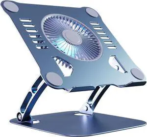 Laptop Cooling Stand with 3 Speed Fan, Adjustable Height Laptop Stand for Desk, Laptop Cooling Pad for 10-15'' Notebook - Bule