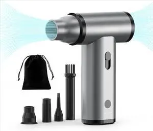 Electric Air Duster,130000RPM Stepless Speed Compressed Air Duster Rechargeable Full Body Aluminum Alloy Tiny Air Blower PC/Keyborad/BBQ/Car/Camping, Grey