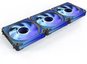 120mm Case Fan, Infinity Mirror FDB Reverse Fan with 5V 3-PIN Connector and Small Controller,for Cases CPU Liquid Coolers, 3Pack