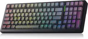 Wireless Mechanical Keyboards Bluetooth Gaming Keyboard Swappable Custom RGB Backlit with 8000mAh Battery, Tri-Mode BT5.0/2.4GHz/USB-C (Gradient Grey)