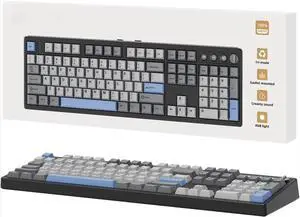 Wireless Mechanical Keyboard,104 Keys 100% Full Size with Number Pad,Hot Swappable,Bluetooth/2.4GHz/USB-C for Gaming/Typing/Win/Mac/PC (Carbon Black)