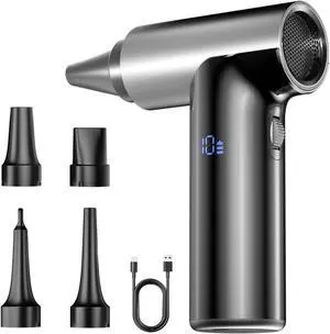 2025 Upgraded Compressed Air Duster,11-Gear Speed Mini Blower with Aluminum Alloy, Cordless Dust Blower for Computer, Keyboard