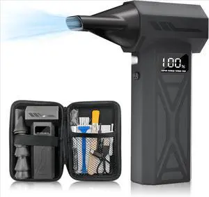 Mini Compressed Air Computer Duster 110000RPM, Cordless Electric Air Blower Rechargeable with LED Light, Case and Digital Display