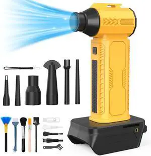 Compressed Air Duster, 130000RPM Ultra-Powerful Electric Air Duster Compatible with DEWALT 20V/60V Max Battery, 4-Gear Adjustable Air Blower