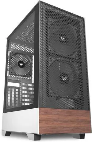 Mid Tower Computer Case with Tempered Glass, Printed Walnut Wood Panels,Support 360mm Radiator,Black Gaming Desktop Case (H3)