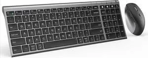 Bluetooth Keyboard and Mouse Combo, USB+Dual BT Multi-Device, Rechargeable Wireless Keyboard Mouse, Combo Compatible - Black Grey
