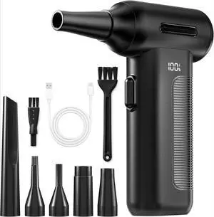 Compressed Air Duster Electric Air Blower: 10000mAh LED 6-Gear Adjustable Keyboard Cleaner, Wireless Rechargeable Duster for Computer Keyboard Cleaning