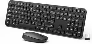 Wireless Keyboard and Mouse Combo,2.4G 2 in 1 Receiver Cordless Full Size Keyboard and Mice - Black