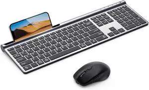 Wireless Keyboard and Mouse Combo, Ultra Slim Rechargeable Dual-Mode (Bluetooth 2.4G) Silent Keyboard and Mouse Set