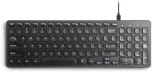 PERIBOARD-215B , Wired Keyboard - Ultra Slim Scissor Keys - 2 Built-in USB-A & USB-C Ports - Detachable Cable - Black