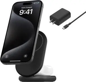 MagSafe-Compatible Charger, 2-in-1 Magnetic Foldable Charger 15W - Qi2-Certified Wireless Charging - Black MagSafe-Compatible Charger, 2-in-1 Magnetic Foldable Charger 15W - Qi2-Certified Wireless Charging - Black
