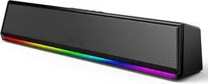 Computer Speakers , Bluetooth 5.3 PC Speakers with Dynamic RGB Light, Wired USB Plug & Play Computer Sound Bar