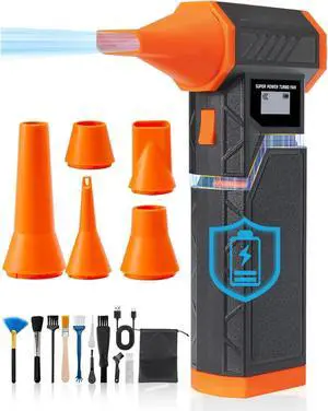 Compressed Air Duster, 300000RPM Jet Fan Electric Air Blower, Cordless Rechargeable 8000mAh Mini Duster