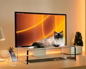 Clear Acrylic Monitor Stand Riser 20" Laptop Keyboard Cover, Single Piece with Keyboard Protector