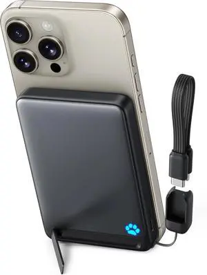 Portable Charger, Qi2 Certified, Slimmest 45W 10000mAh Magnetic Power Bank, with USB C Cable & Stand